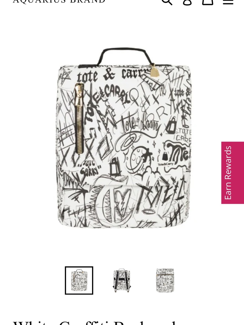 White Graffiti Backpack with Black Sketch Print